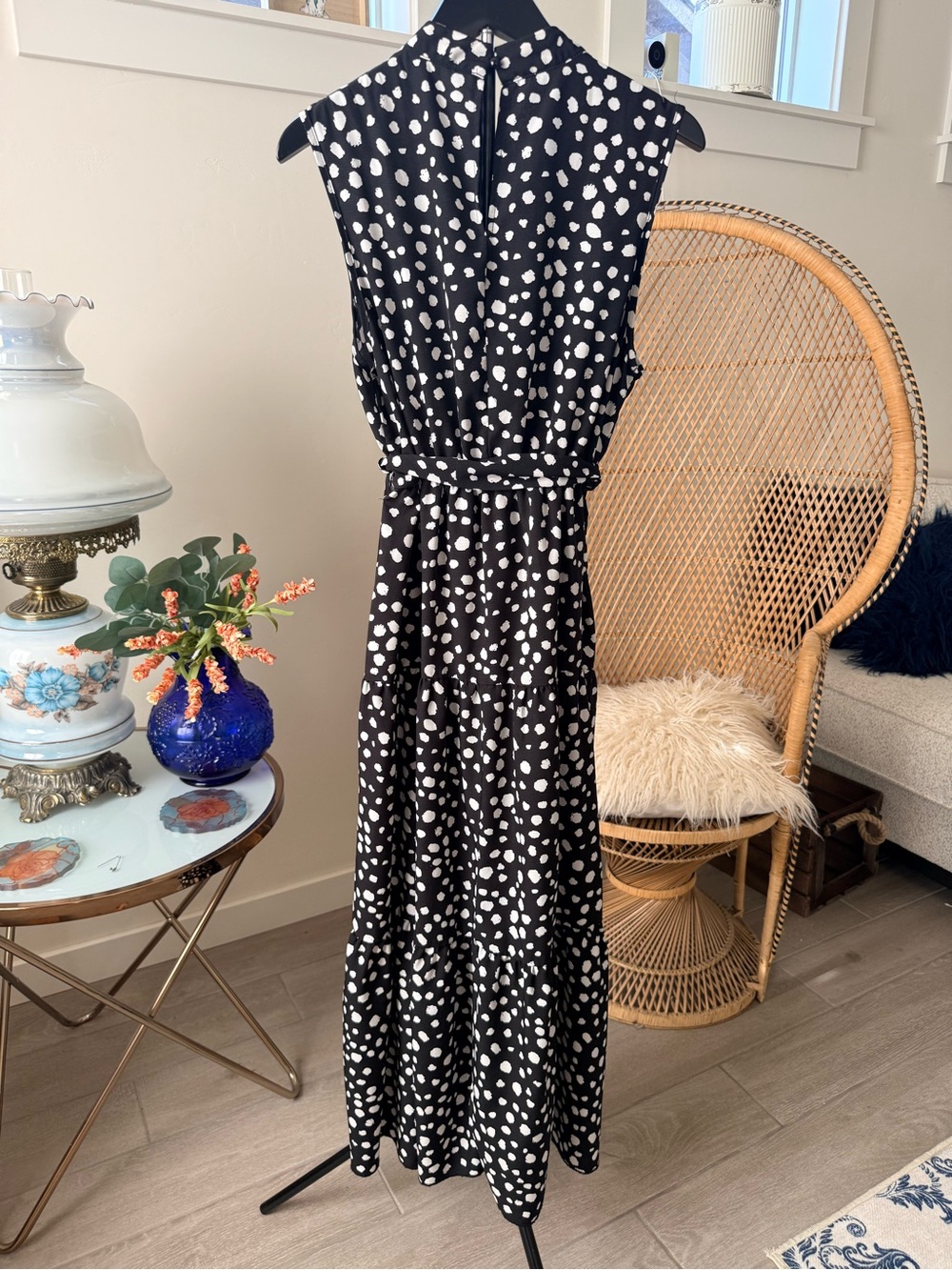 Black & White Polka Dot Midi Dress - Picture 3 of 6